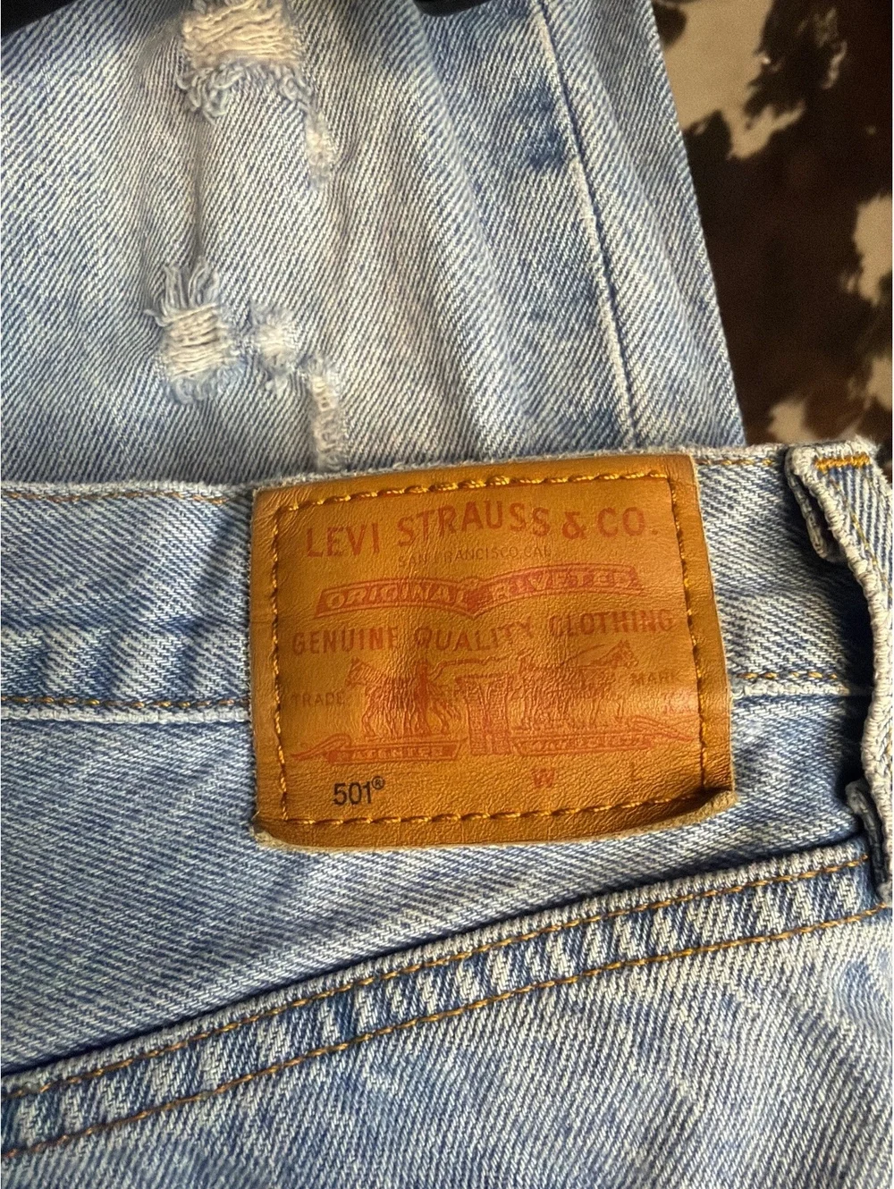 Levi's 501 Light Blue Distressed Denim Jeans Waist 27 Length 30